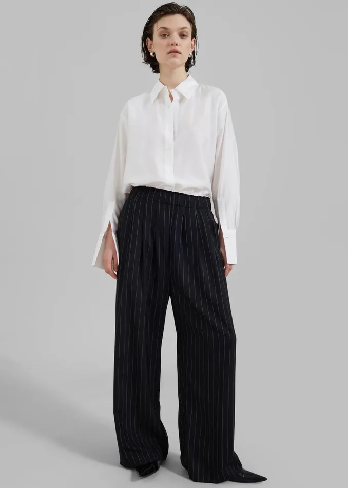 Women Caden Boxer Trousers 8211 BlackWhite Pinstripe The Frankie Shop Bottoms