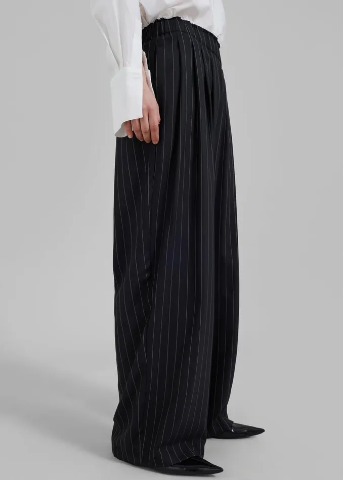 Women Caden Boxer Trousers 8211 BlackWhite Pinstripe The Frankie Shop Bottoms