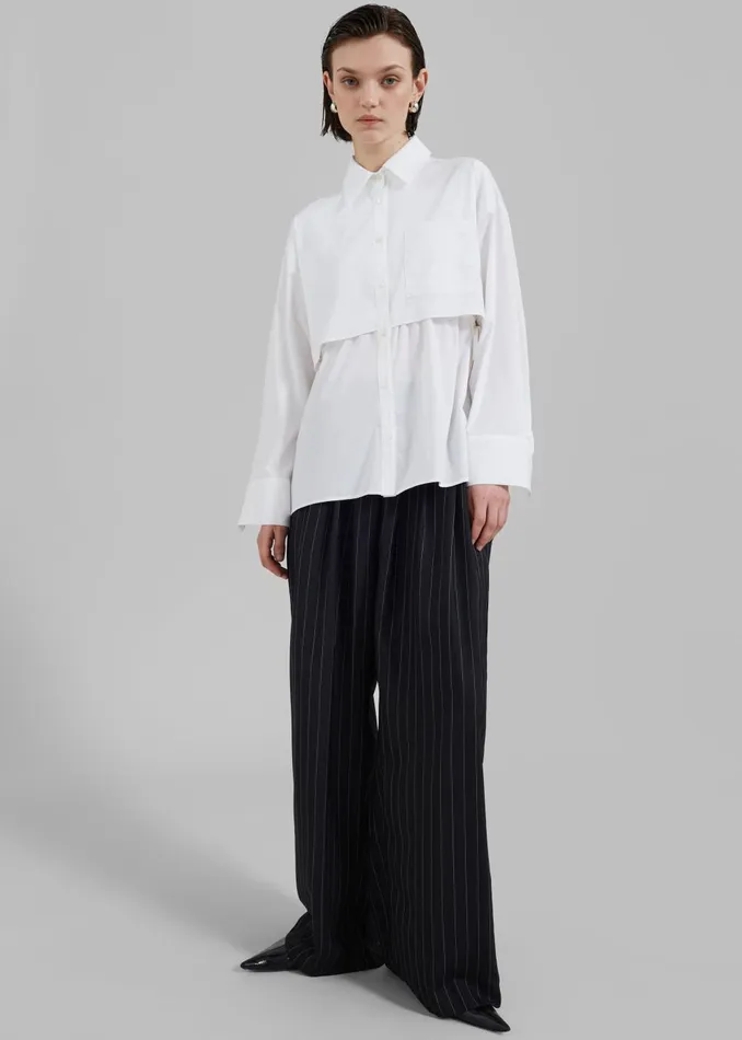 Women Caden Boxer Trousers 8211 BlackWhite Pinstripe The Frankie Shop Bottoms
