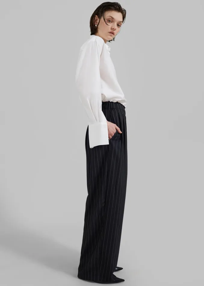 Women Caden Boxer Trousers 8211 BlackWhite Pinstripe The Frankie Shop Bottoms