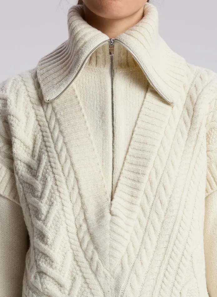 Women Callie Merino Cable Knit Sweater Off White ALC Knitwear