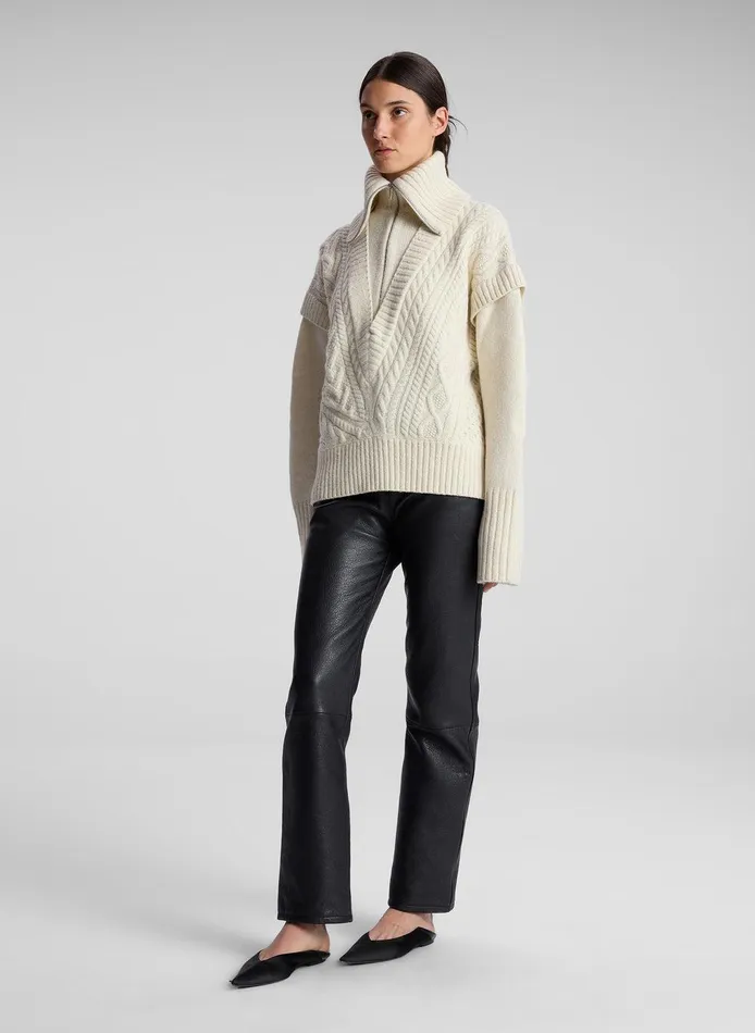Women Callie Merino Cable Knit Sweater Off White ALC Knitwear