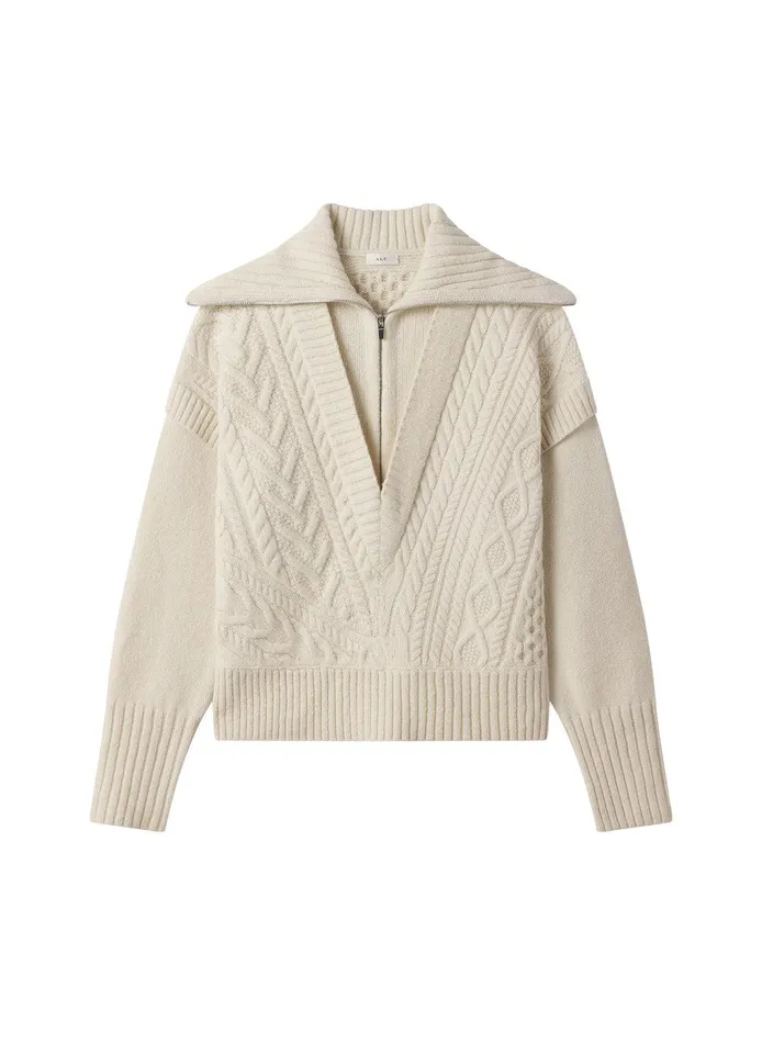 Women Callie Merino Cable Knit Sweater Off White ALC Knitwear