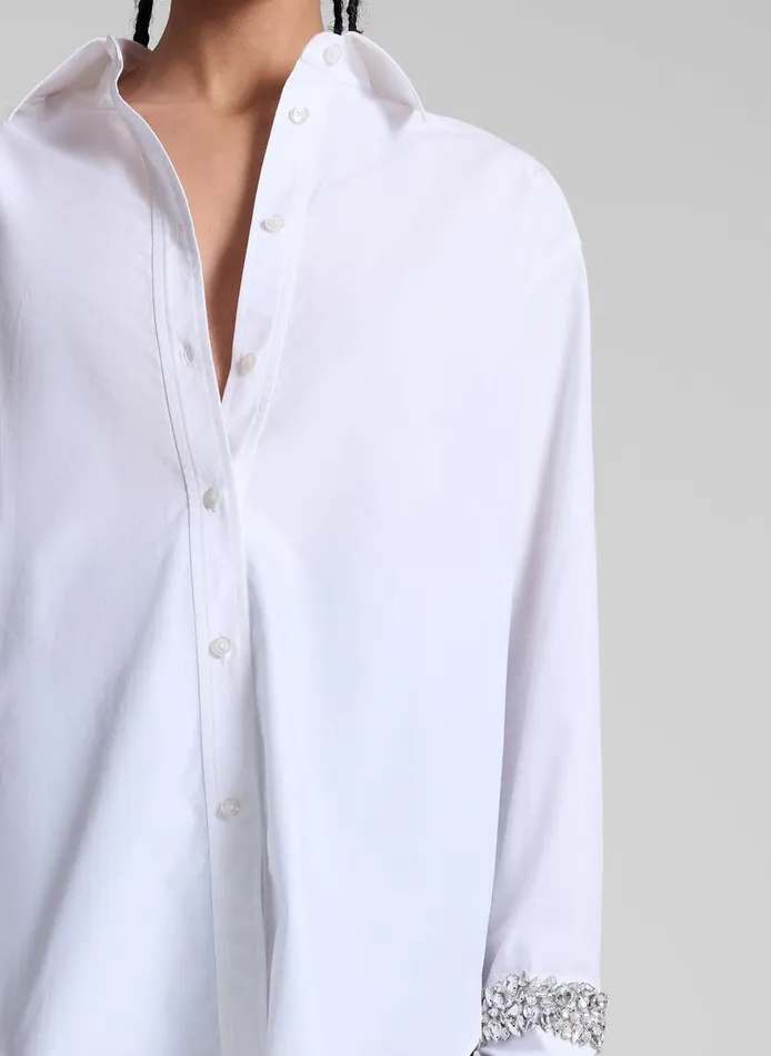 Women Calvin Embellished Sleeve Shirt White ALC Suits