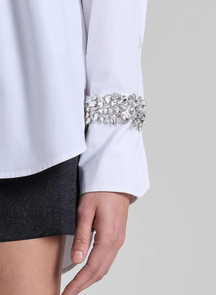 Women Calvin Embellished Sleeve Shirt White ALC Suits