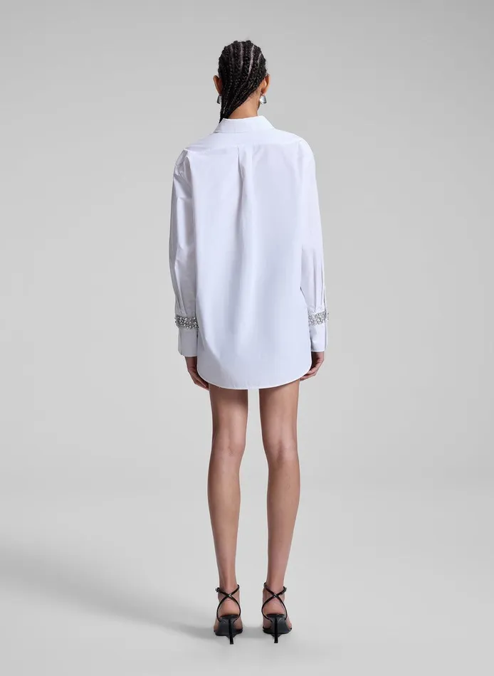 Women Calvin Embellished Sleeve Shirt White ALC Suits