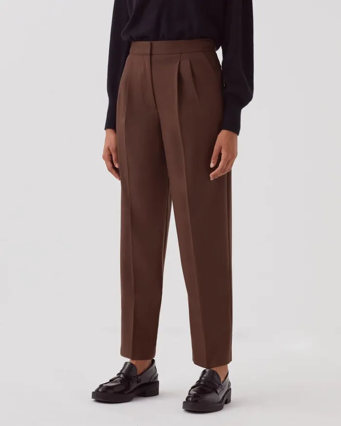 Women Camille 8211 Pleated Wool Trousers Coffee Bean Comptoir Des Cotonniers Trousers Women Camille 8211 Pleated Wool Trousers Coffee Bean Comptoir Des Cotonniers Trousers