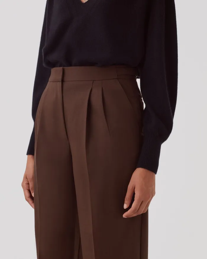 Women Camille 8211 Pleated Wool Trousers Coffee Bean Comptoir Des Cotonniers Trousers Women Camille 8211 Pleated Wool Trousers Coffee Bean Comptoir Des Cotonniers Trousers