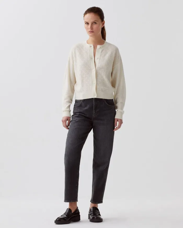 Women Cardigan With Decorative Stitching Glass Green Beige Comptoir Des Cotonniers Knit