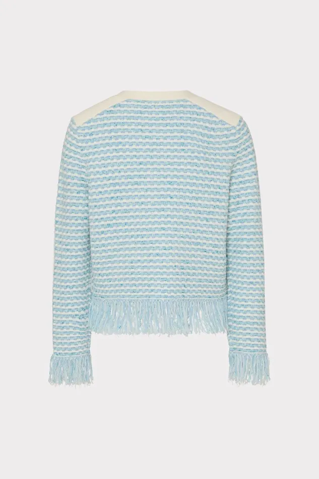 Women Cardigans Milly Textured Fringe Cardigan Jacket Blue Multi Women Cardigans Milly Textured Fringe Cardigan Jacket Blue Multi
