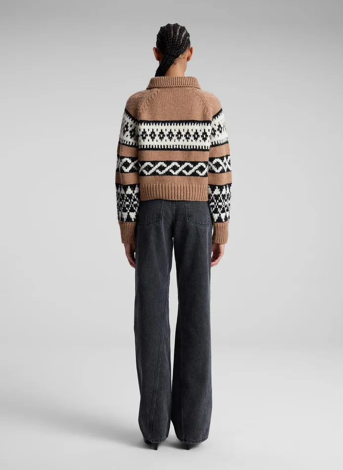 Women Carter Merino Fairisle Sweater Camel Multi ALC Knitwear