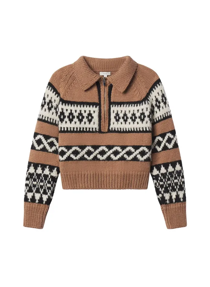 Women Carter Merino Fairisle Sweater Camel Multi ALC Knitwear