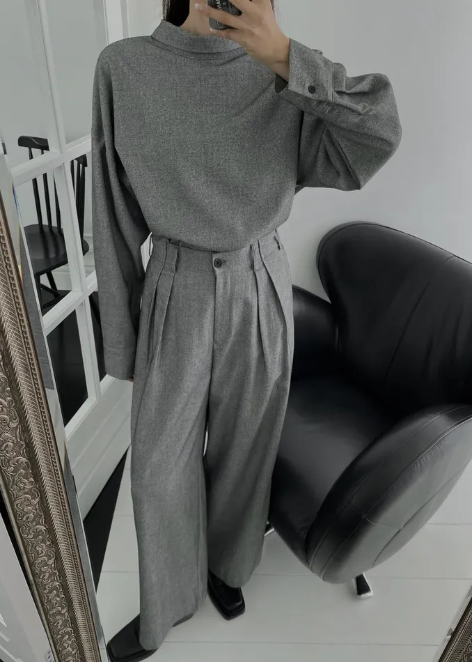 Women Casey Pleated Trousers 8211 Grey The Frankie Shop Bottoms