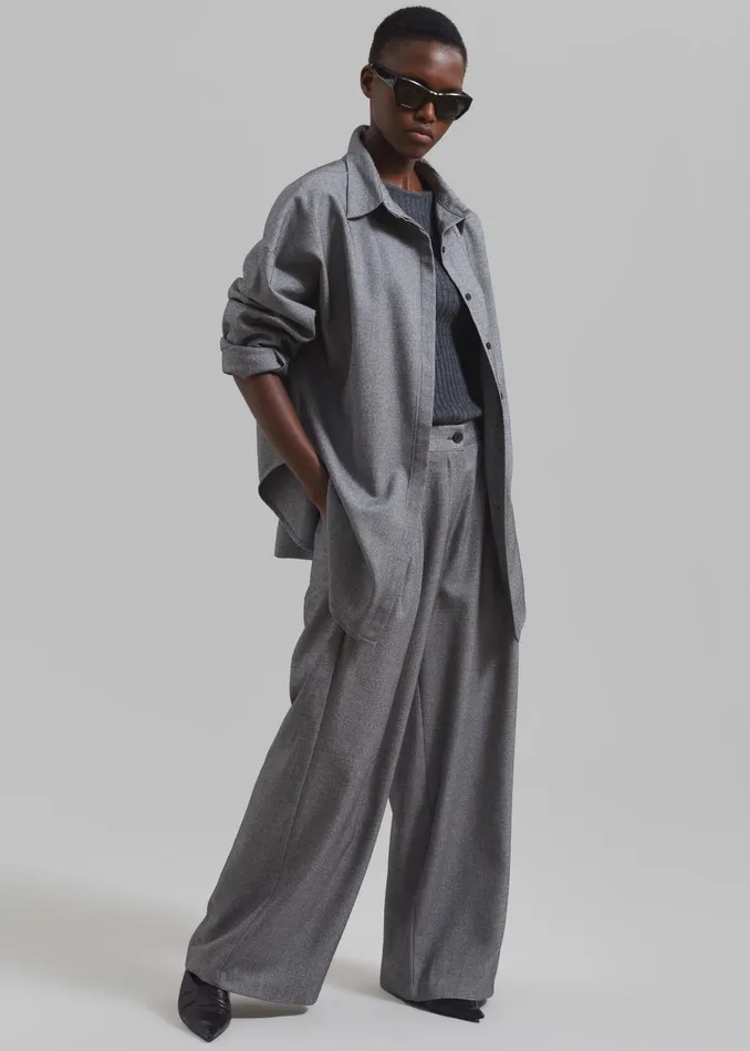 Women Casey Pleated Trousers 8211 Grey The Frankie Shop Bottoms