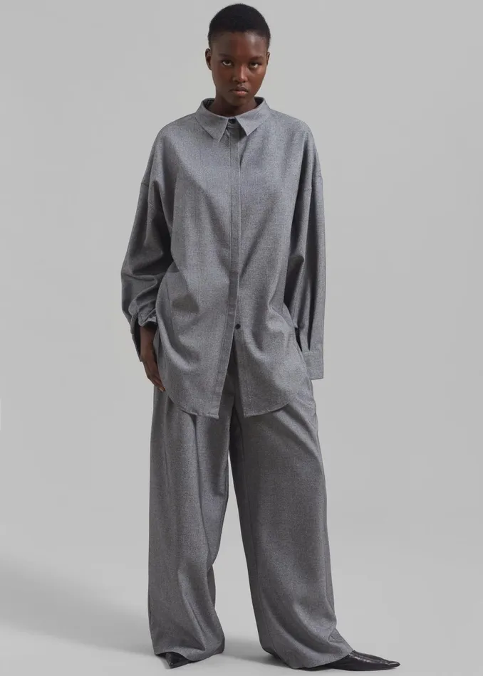Women Casey Pleated Trousers 8211 Grey The Frankie Shop Bottoms