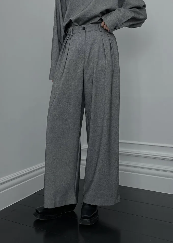 Women Casey Pleated Trousers 8211 Grey The Frankie Shop Bottoms