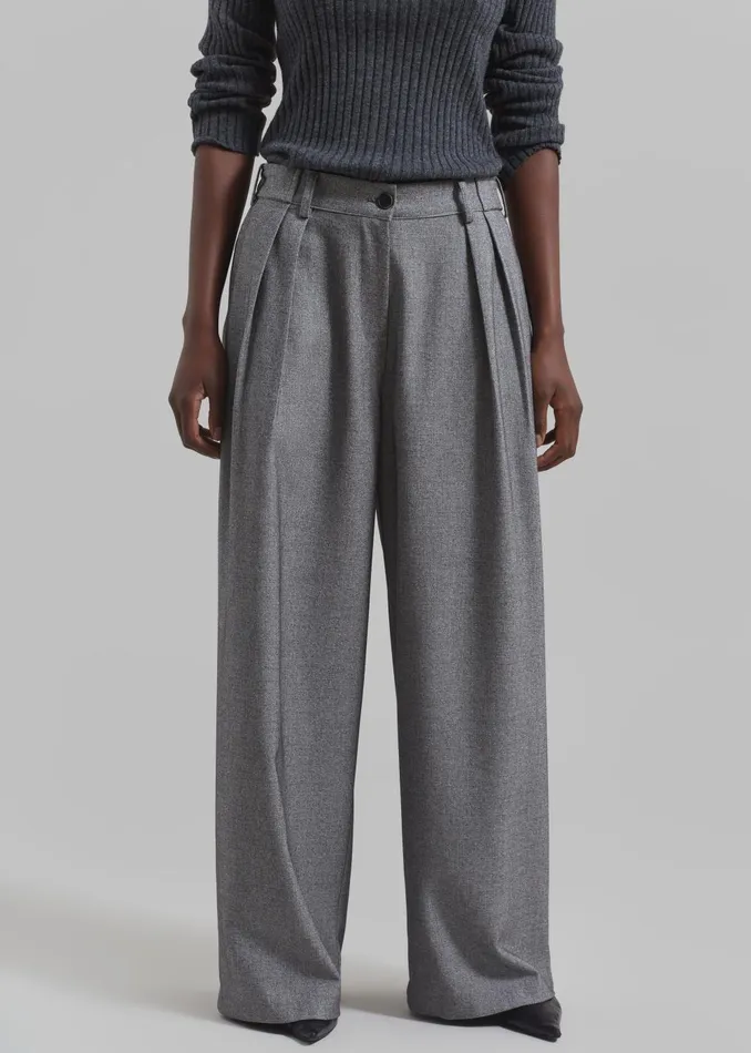 Women Casey Pleated Trousers 8211 Grey The Frankie Shop Bottoms