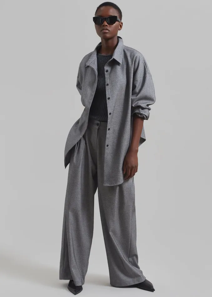 Women Casey Pleated Trousers 8211 Grey The Frankie Shop Bottoms