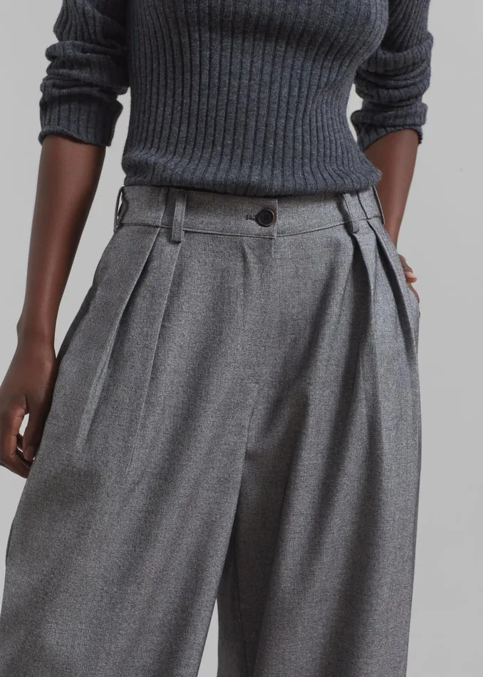 Women Casey Pleated Trousers 8211 Grey The Frankie Shop Bottoms