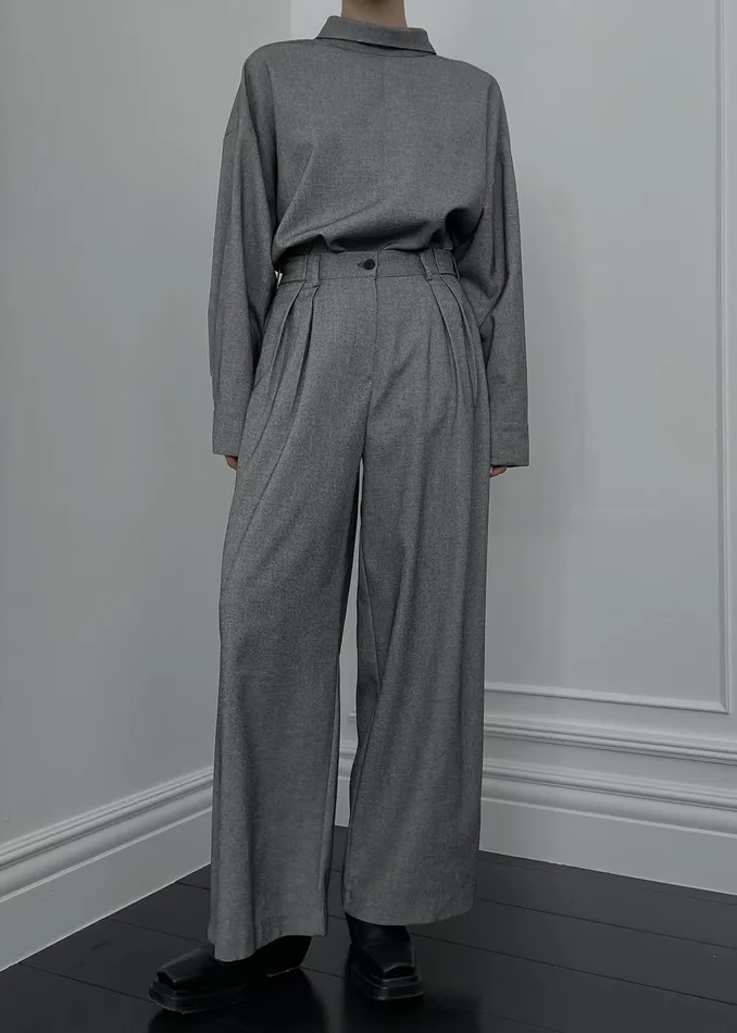 Women Casey Pleated Trousers 8211 Grey The Frankie Shop Bottoms