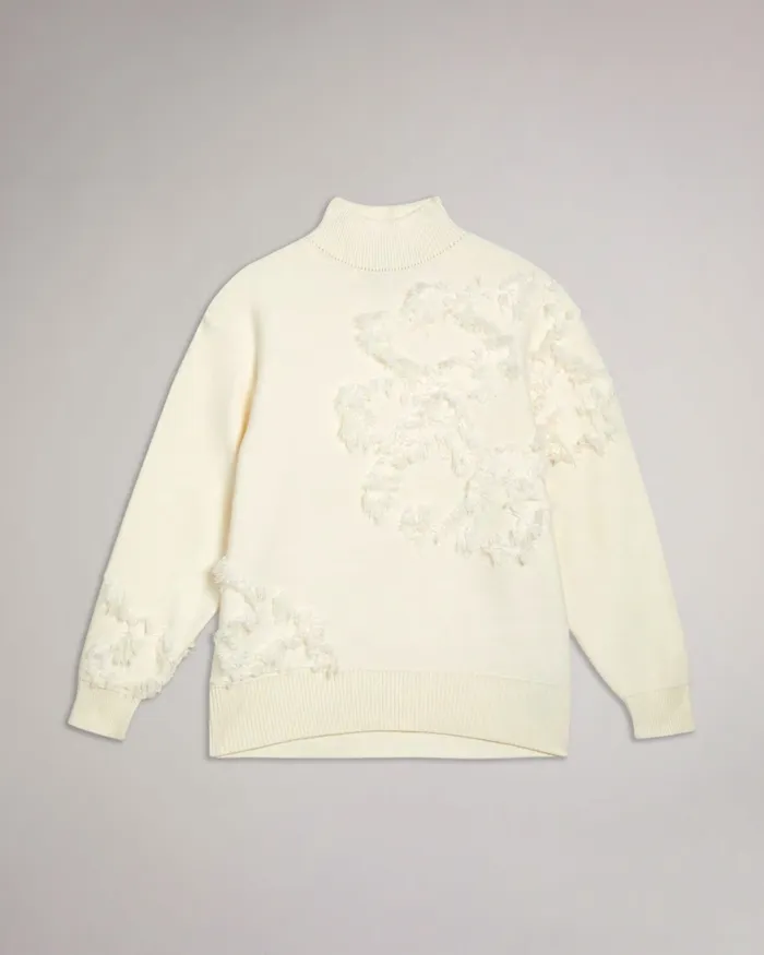 Women CHALAYY 8211 Fringed Jacquard Floral Jumper Ivory Ted Baker Jumpers and Cardigans Women CHALAYY 8211 Fringed Jacquard Floral Jumper Ivory Ted Baker Jumpers and Cardigans