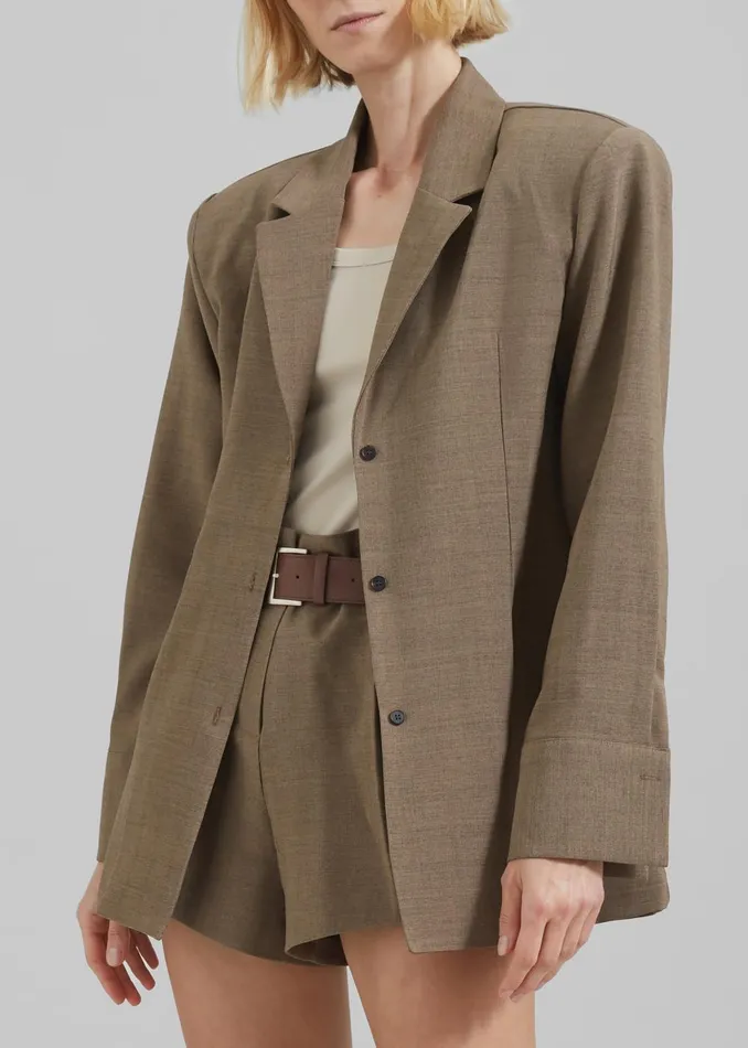 Women Chappell Padded Blazer 8211 Brown The Frankie Shop Outerwear