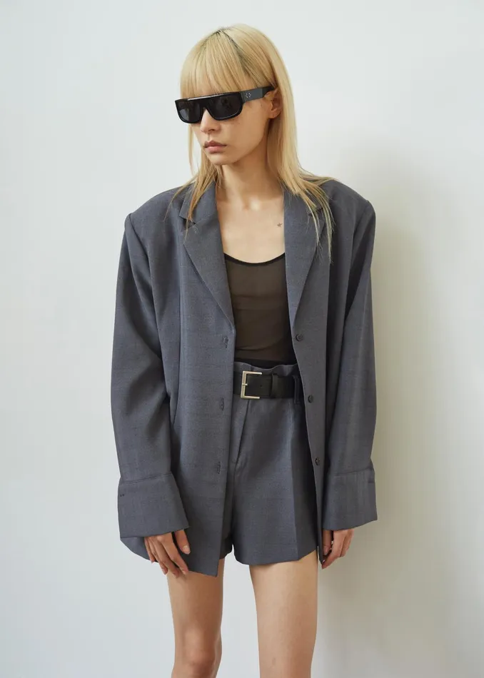 Women Chappell Padded Blazer 8211 Grey The Frankie Shop Outerwear