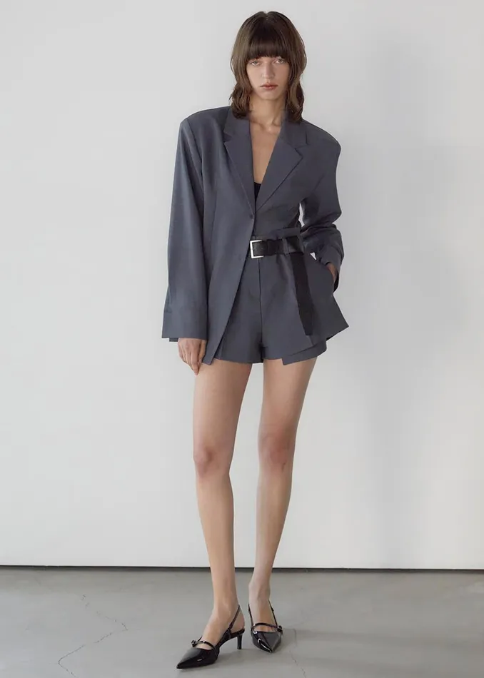 Women Chappell Padded Blazer 8211 Grey The Frankie Shop Outerwear