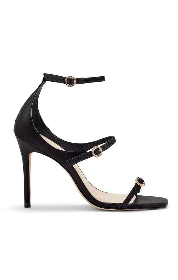 Women Cinq Sept Celeste Satin Sandal Black