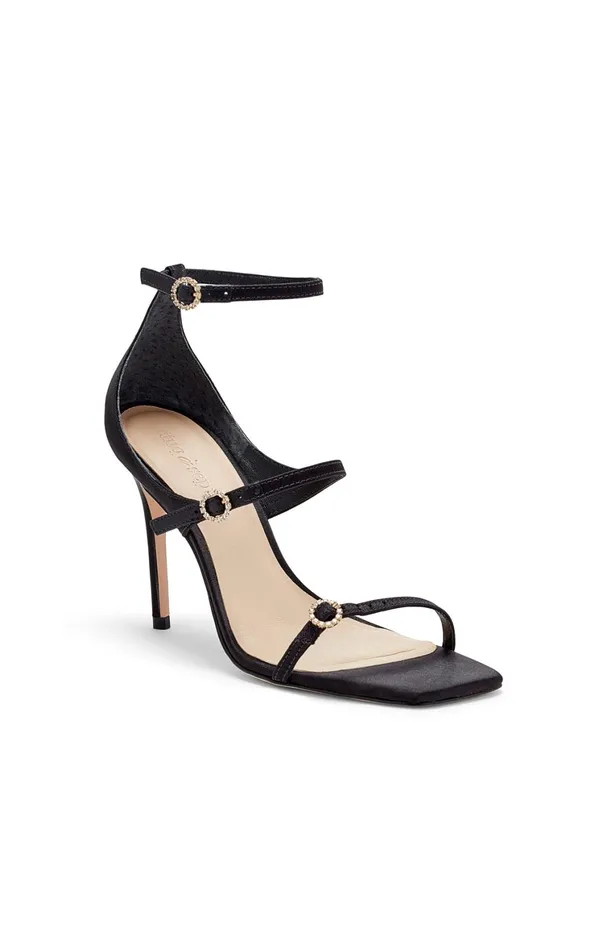 Women Cinq Sept Celeste Satin Sandal Black