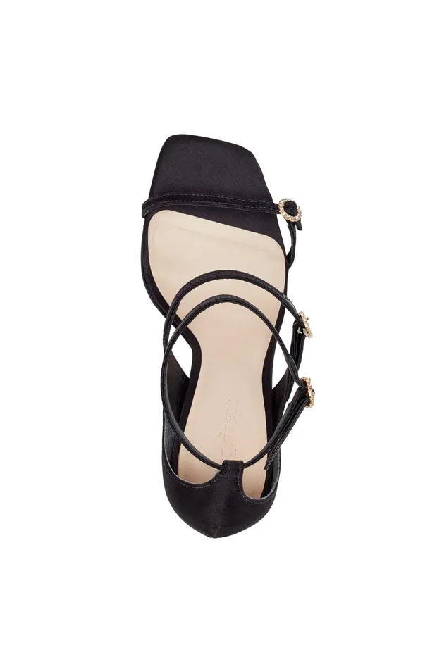 Women Cinq Sept Celeste Satin Sandal Black