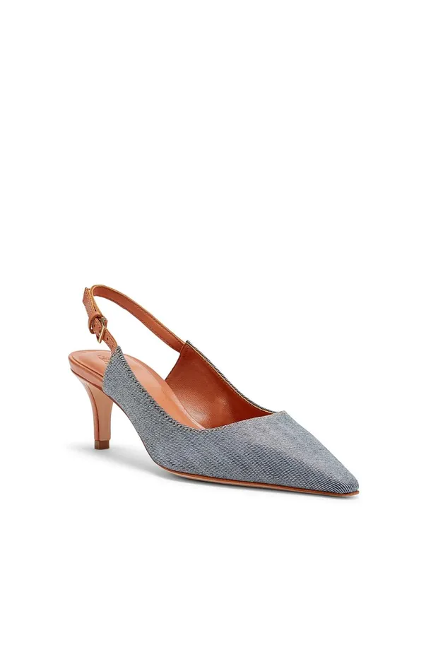 Women Cinq Sept Sylvie Denim Slingback Pump Light Indigosaddle