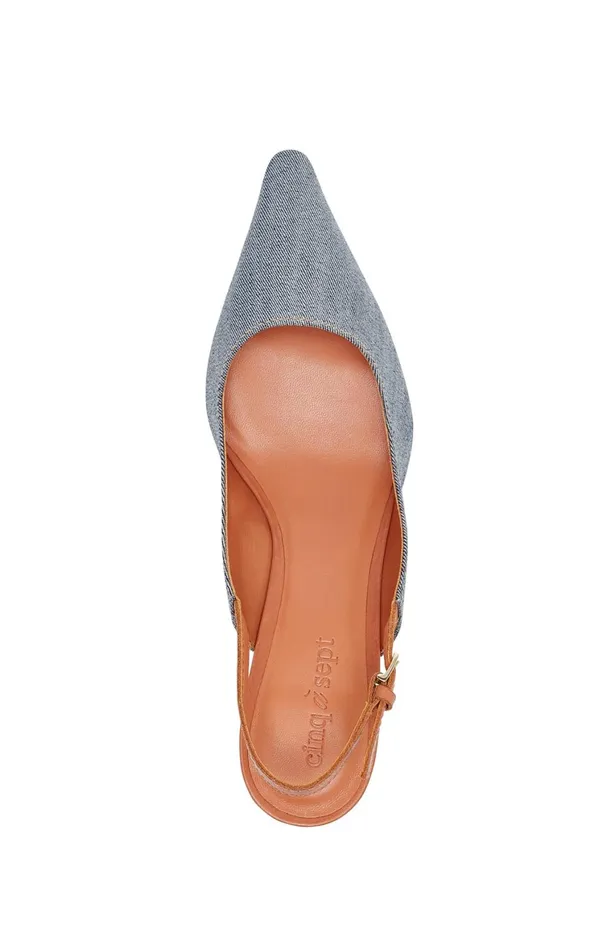 Women Cinq Sept Sylvie Denim Slingback Pump Light Indigosaddle