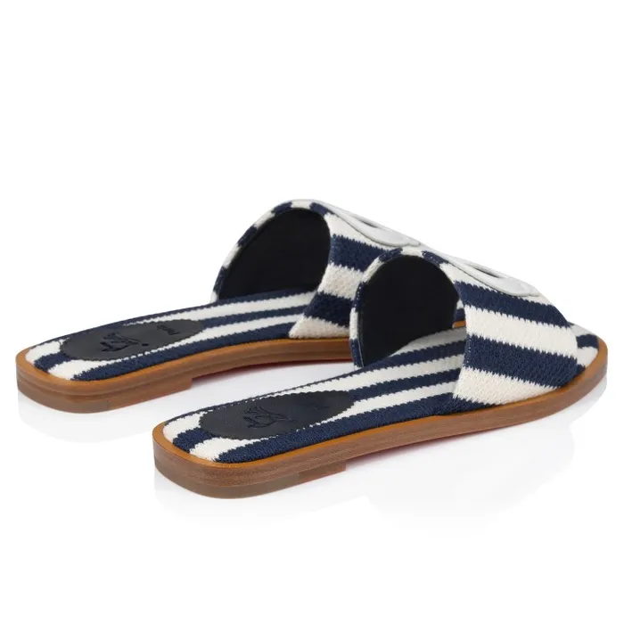 Women CL Mule Mules 8211 Malha Printed Fabric 8211 Blue Christian Louboutin Flats and Loafers