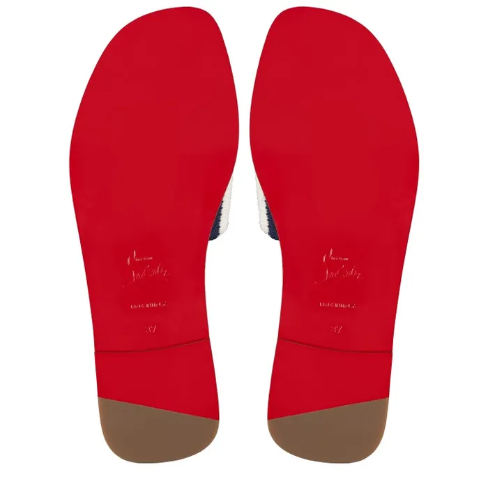 Women CL Mule Mules 8211 Malha Printed Fabric 8211 Blue Christian Louboutin Flats and Loafers