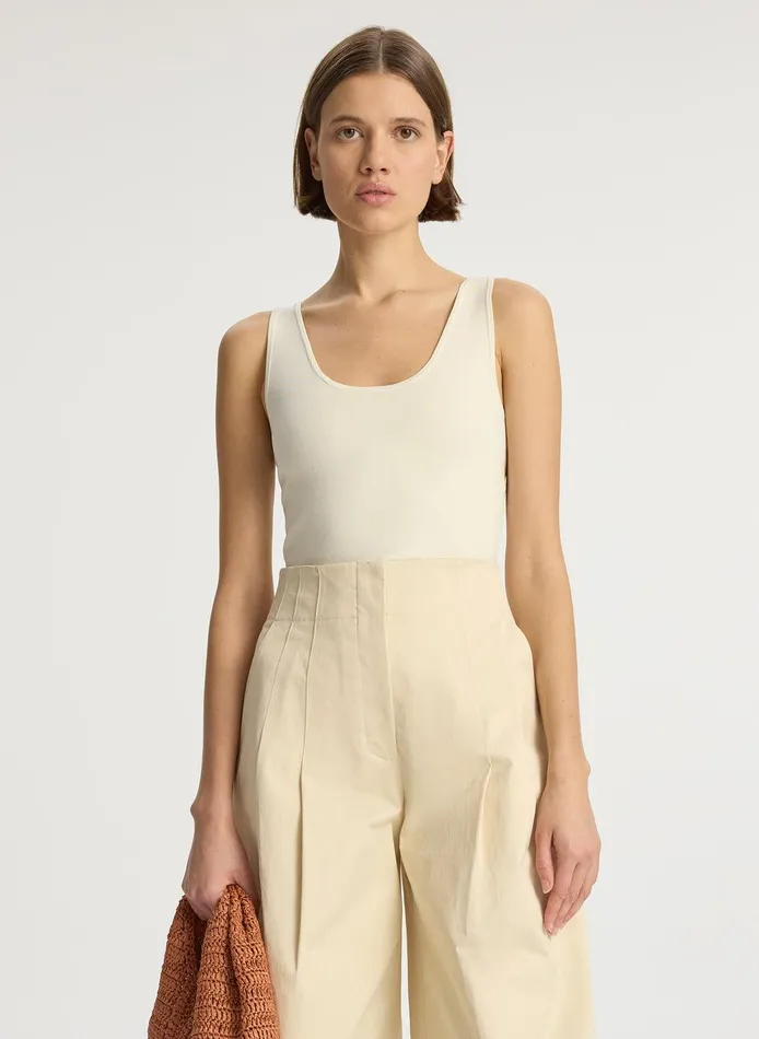 Women Cleo Compact Knit Top Bone ALC Tees and Tanks