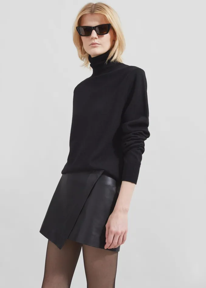 Women Cleo Leather Mini Wrap Skirt 8211 Black The Frankie Shop Bottoms