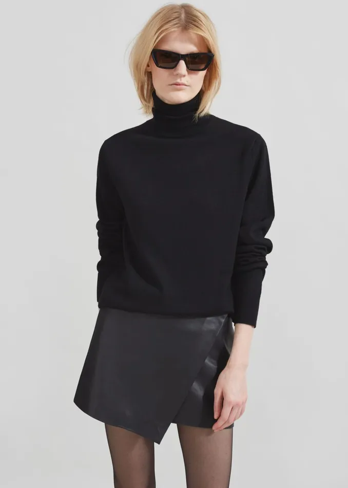 Women Cleo Leather Mini Wrap Skirt 8211 Black The Frankie Shop Bottoms