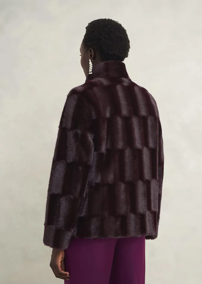 Women Coats and Jackets Hobbs Andrea Faux Fur Coat Wine
