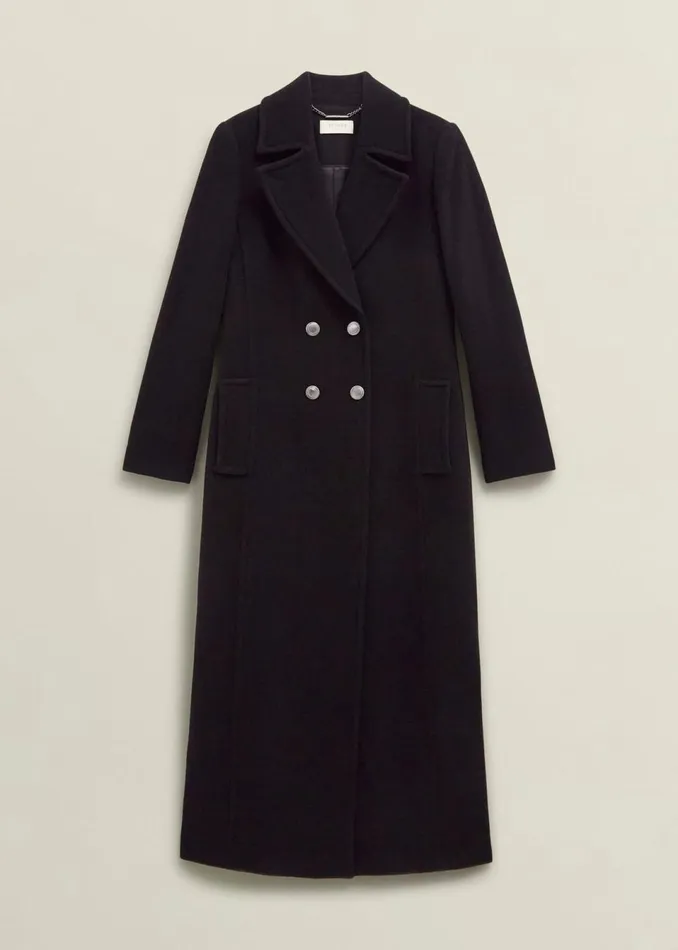 Women Coats and Jackets Hobbs Brittany Wool Blend Maxi Coat Black