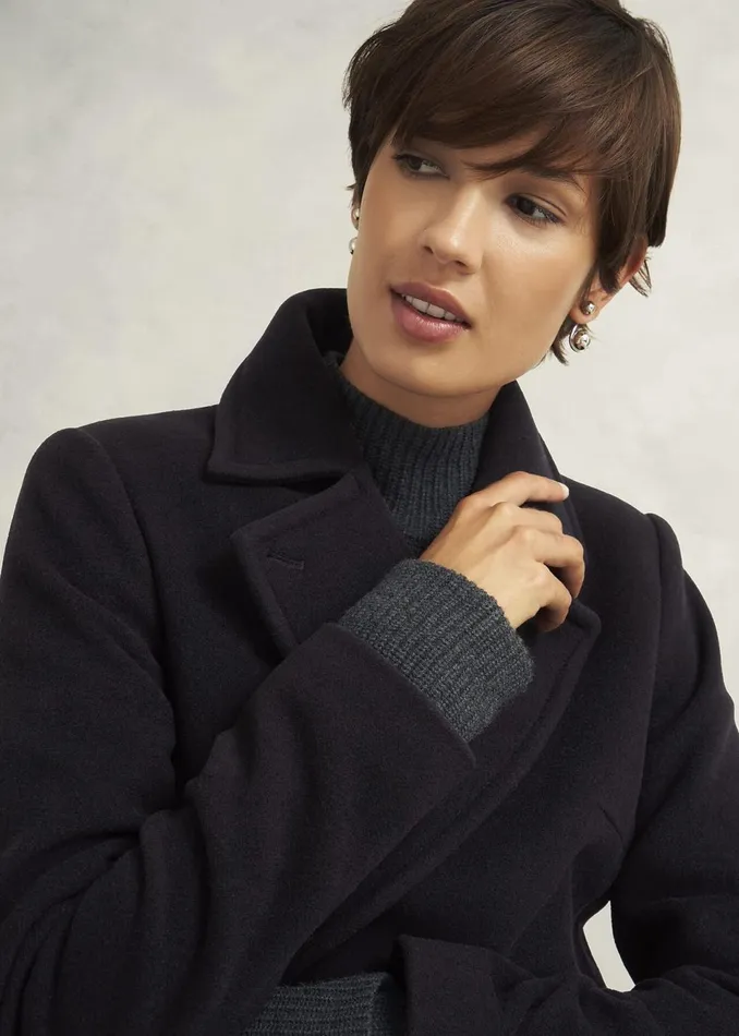 Women Coats and Jackets Hobbs Brittany Wool Blend Maxi Coat Black
