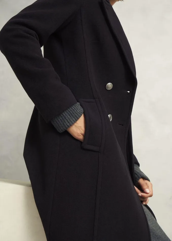 Women Coats and Jackets Hobbs Brittany Wool Blend Maxi Coat Black