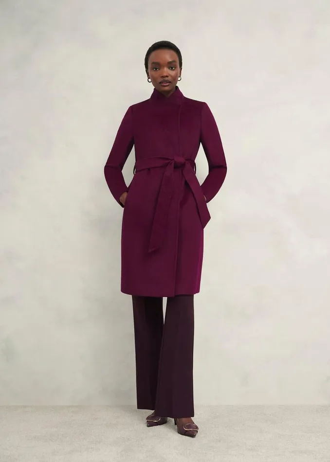 Women Coats and Jackets Hobbs Cristie Wool Coat Warm Plum