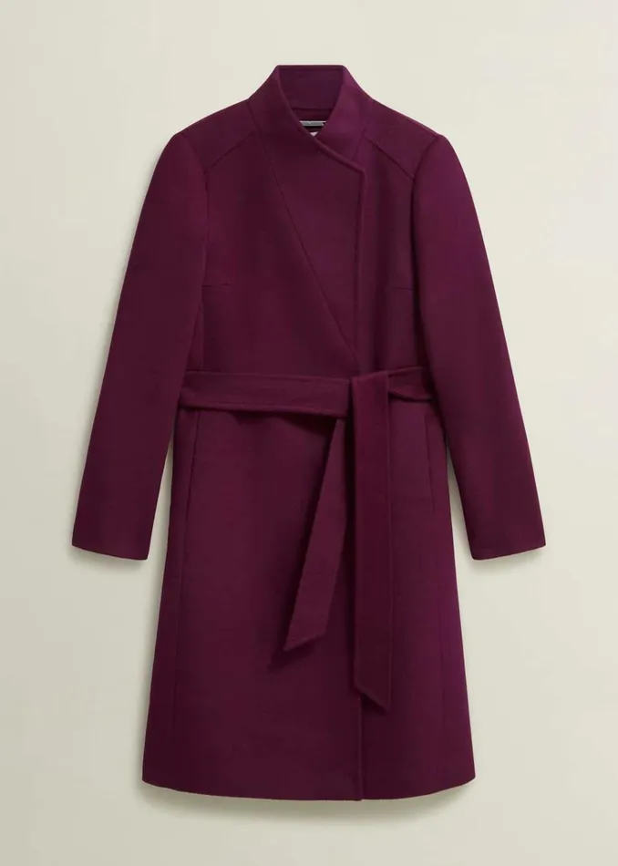 Women Coats and Jackets Hobbs Cristie Wool Coat Warm Plum