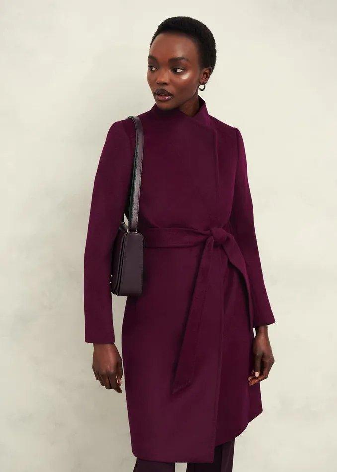 Women Coats and Jackets Hobbs Cristie Wool Coat Warm Plum