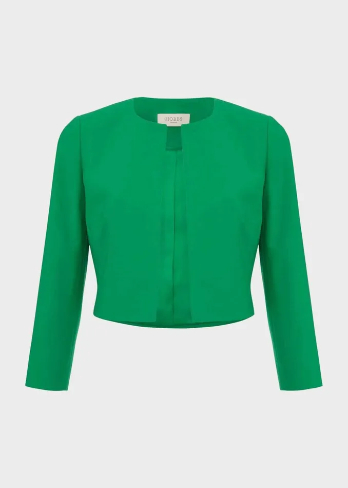 Women Coats and Jackets Hobbs Elize Crepe Jacket Cilantro Green