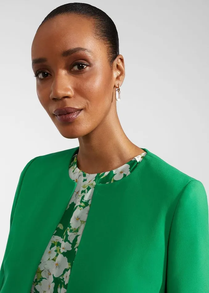 Women Coats and Jackets Hobbs Elize Crepe Jacket Cilantro Green