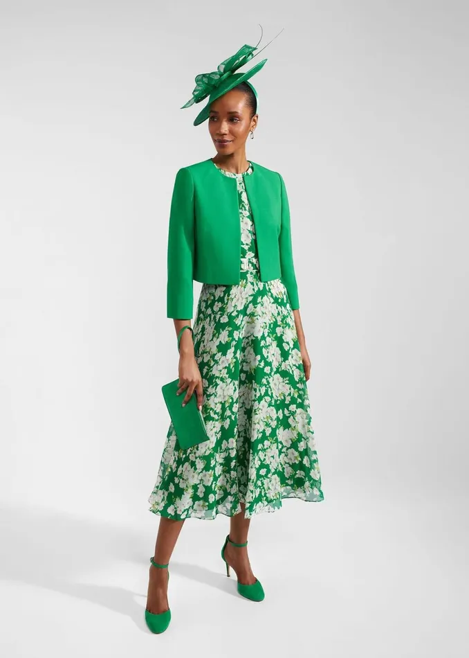 Women Coats and Jackets Hobbs Elize Crepe Jacket Cilantro Green