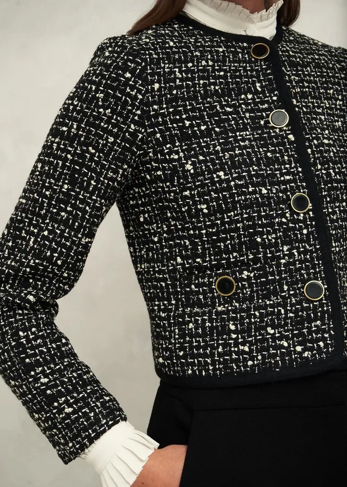 Women Coats and Jackets Hobbs Emilia Tweed Jacket Black Ivory