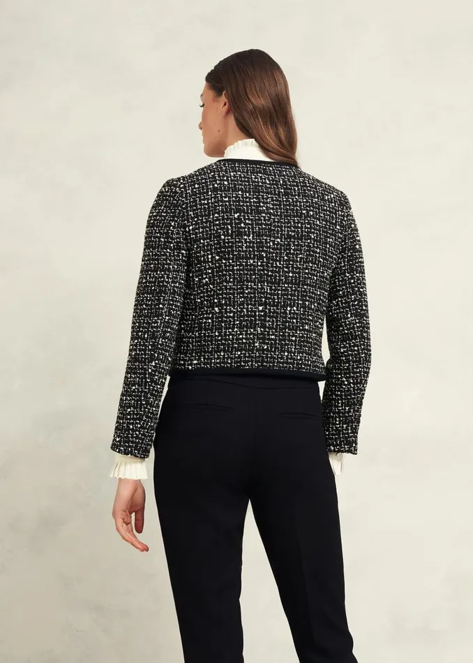 Women Coats and Jackets Hobbs Emilia Tweed Jacket Black Ivory